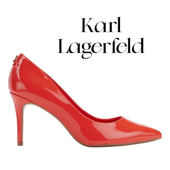 Karl Lagerfeld Royale Spicy Orange Pumps Sz 8 3.5” NWT - Picture 1 of 11